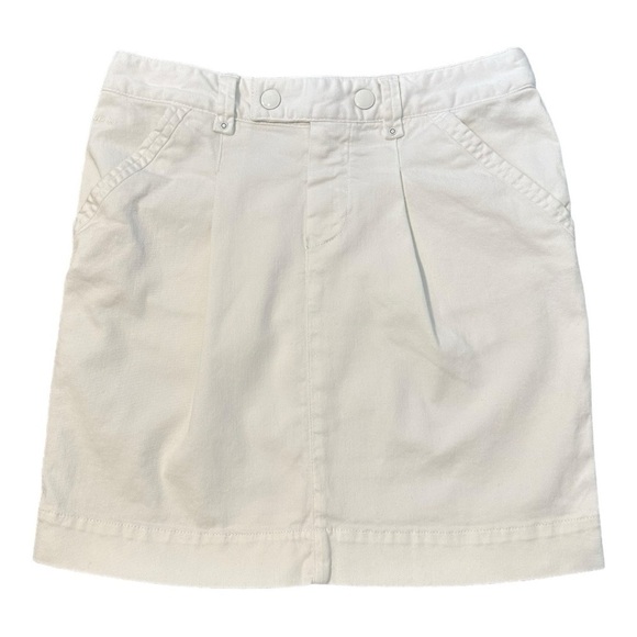 Lacoste White Flat Front White Denim Mini Skirt With Pockets - Size 2 - Picture 1 of 8